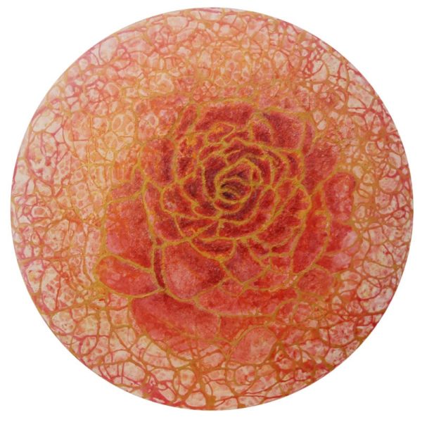 Rosa. Mixta sobre lienzo. Diámetro 90 cms