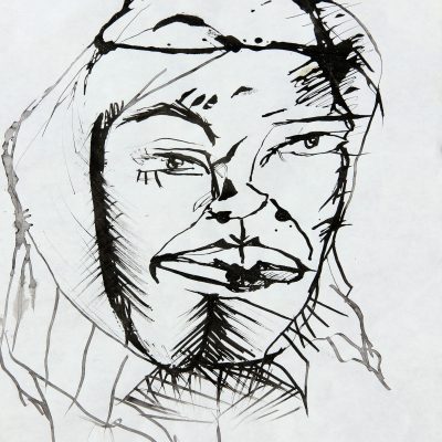 Abuela, 2005. Tinta china sobre papel. 56 cms x 44 cms