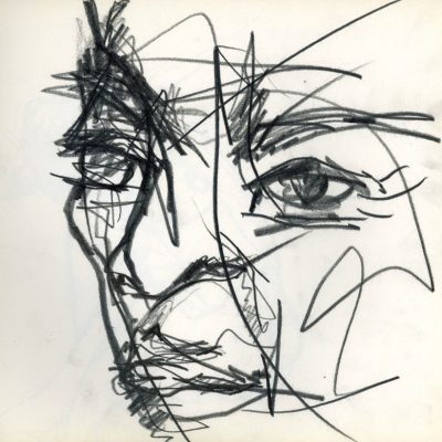 Alguien mirando #2, 2005. Carboncillo sobre papel 25 cms x 25 cms