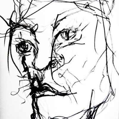 Alguien mirando #3, 2005. Carboncillo sobre papel 25 cms x 25 cms