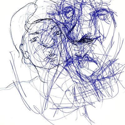Desfiguración, 2005. Lapicero sobre papel 25 cms x 25 cms