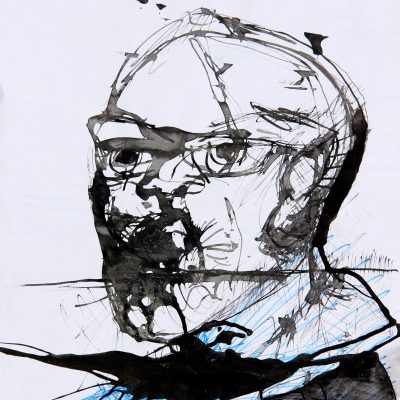La Tierra tiene hambre, 2005. Tinta china sobre papel. 30 cms x 21 cms