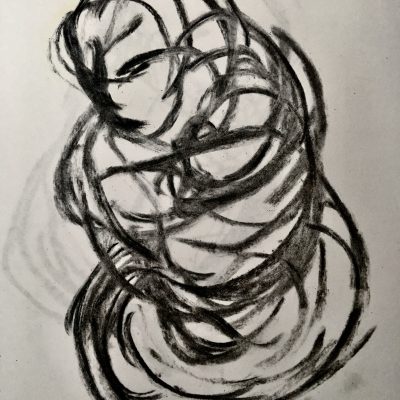 Morfogénesis, 2021. Carbón sobre papel 35 cms x 25 cms