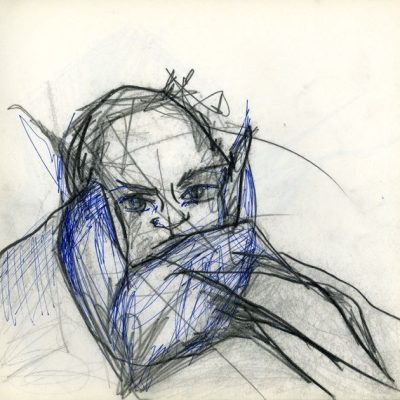 Nacimiento desde la Tierra, 2005. Lapicero y grafito sobre papel 25 cms x 25 cms