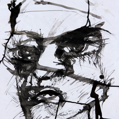 Rostros, 2005. Tinta china sobre papel. 56 cms x 44 cms