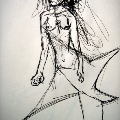 Suspensión #1, 2005. Lapicero sobre papel 35 cms x 25 cms