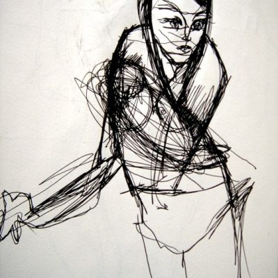Suspensión #2, 2005. Lapicero sobre papel 35 cms x 25 cms