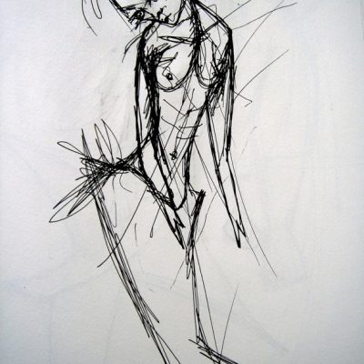 Suspensión #3, 2005. Lapicero sobre papel 35 cms x 25 cms